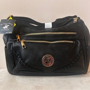 Beverly Hills Polo Club Black and Gold Shoulder Bag